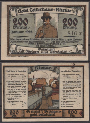 Ветсфалия, отель Letterhaus 200 пфеннигов 1922 бумага aUNC 451-1355-2