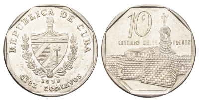 Куба 10 сентаво 1999 форт в Гаване Ла-Фуэрса KM 576.2 сталь плакированная никелем 4697-1161