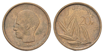 Бельгия 20 франков 1981 Belgique, Бодуэн I (1951-1993) KM 159 никель латунь 4704-1211