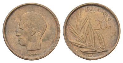 Бельгия 20 франков 1981 Belgique, Бодуэн I (1951-1993) KM 159 никель латунь 4704-1211