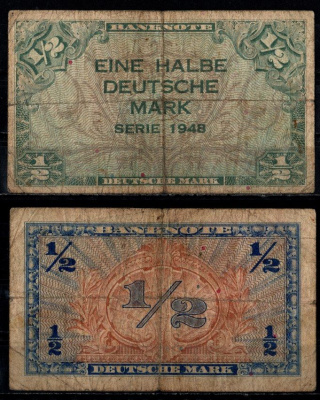 Германия 1/2 марки 1948 Pick 1 бумага 8616-57-1-2