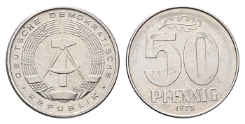 ГДР 50 пфеннигов 1973 KM 12.2 алюминий aUNC 4695-1027