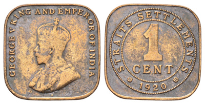 Стрейтс-Сетлментс (Стрейтс Сетлментс) 1 цент 1920 Георг V (1910-1936) KM 32 бронза 4697-1259