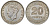 Британская Малайя 20 центов 1939 Георг VI (1937-1952) KM 5 серебро 53-351