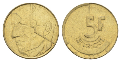 Бельгия 5 франков 1993 Belgique, Бодуэн I (1951-1993) KM 163 медь алюминий никель 4706-234