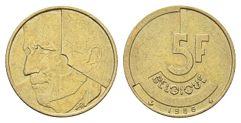 Бельгия 5 франков 1986 Belgique, Бодуэн I (1951-1993) KM 163 медь алюминий никель 4706-146