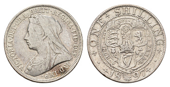 Великобритания 1 шиллинг 1897 Виктория (1837-1901) KM 780, Spink 3940A серебро 443-1135