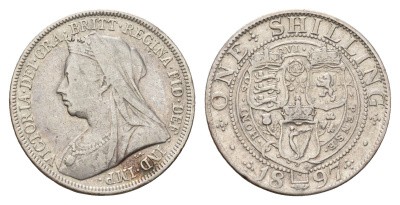 Великобритания 1 шиллинг 1897 Виктория (1837-1901) KM 780, Spink 3940A серебро 443-1135