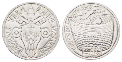 Ватикан 10 лир 1975 Священный год KM 127 алюминий UNC 4699-627