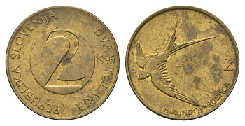 Словения 2 толара 1995 KM 5 латунь 4703-724