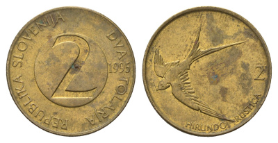 Словения 2 толара 1995 KM 5 латунь 4703-724