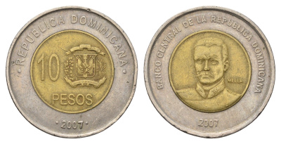 Доминикана (Доминиканская Республика) 10 песо 2007 KM 106 биметалл 4698-747