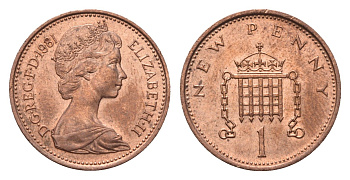 Великобритания 1 пенни 1981 Елизавета II (1952-2022) KM 915, Spink 4237 (B1) бронза aUNC 4696-753