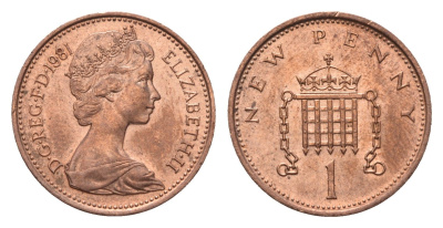 Великобритания 1 пенни 1981 Елизавета II (1952-2022) KM 915, Spink 4237 (B1) бронза aUNC 4696-753