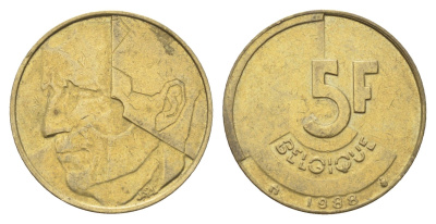 Бельгия 5 франков 1988 Belgique, Бодуэн I (1951-1993) KM 163 медь алюминий никель 4706-231
