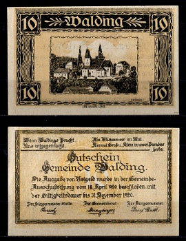 Австрия, Вальдинг 10 геллеров 1920 Jaksc/Pick JPR1132a-10 бумага UNC (пресс) 2193-9-2-1
