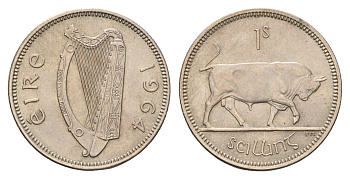 Ирландия 1 шиллинг 1964 бык KM 14a медно-никель UNC 4622-151