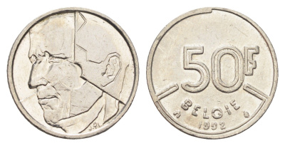 Бельгия 50 франков 1992 Belgie, Бодуэн I (1951-1993) KM 169 никель 4706-136