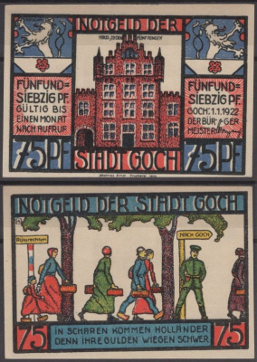 Гох 75 пфеннигов 1921 бумага UNC (пресс) 8595-26-1-1