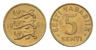 Эстония 5 сентов 1991 KM 21 латунь UNC 4694-1252