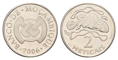 Мозамбик 2 метикала 2006 KM 138 сталь плакированная никелем UNC 216-316