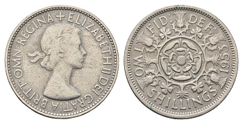 Великобритания 2 шиллинга (флорин) 1953 Елизавета II (1952-2022), год-тип KM 892, Spink 4138 медно-никель 4691-712