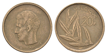 Бельгия 20 франков 1981 Belgique, Бодуэн I (1951-1993) KM 159 никель латунь 4704-1217