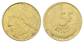 Бельгия 5 франков 1986 Belgie, Бодуэн I (1951-1993) KM 164 медь алюминий никель 4706-312