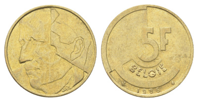 Бельгия 5 франков 1986 Belgie, Бодуэн I (1951-1993) KM 164 медь алюминий никель 4706-312