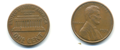 США 1 ЦЕНТ 1971 ЛИНКОЛЬН KM 201 медь цинк 179-322