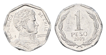 Чили 1 песо 2009 KM 231 алюминий UNC 4689-215