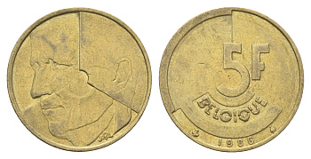 Бельгия 5 франков 1986 Belgique, Бодуэн I (1951-1993) KM 163 медь алюминий никель 4706-143
