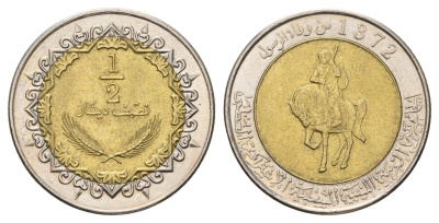 Ливия 1/2 динара 2004 AH 1372, год-тип KM 27 биметалл 4526-1243