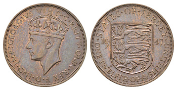 Джерси 1/12 шиллинга 1947 Георг VI (1936-1952) KM 18 бронза 4692-936