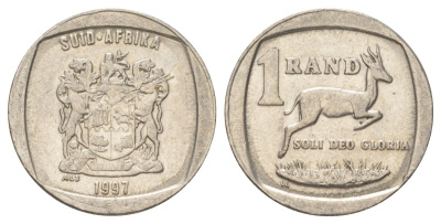 ЮАР 1 ранд 1997 KM 164 медь плакированная никелем 4627-335