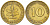 ФРГ 10 ПФЕННИГОВ 1950 D KM 108, J. 383 сталь плакированная латунью 4544-1134