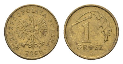 Польша 1 грош 2008 Y 276 латунь 4702-448