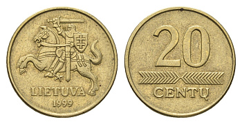 Литва 20 центов 1999 KM 107 никель латунь 4694-1221