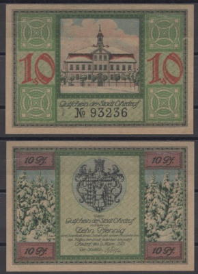 Ордруф 10 пфеннигов ND (1921) Grabowski 1012.1b бумага UNC (пресс) 8613-52-3-2