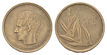 Бельгия 20 франков 1980 Belgique, Бодуэн I (1951-1993) KM 159 никель латунь 4704-1153