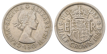 Великобритания 1/2 кроны 1954 Елизавета II (1952-2022) KM 907, Spink 4145 медно-никель 4692-433