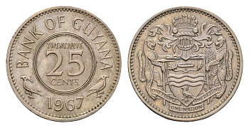 Гайана 25 центов 1967 KM 34 медно-никель 4688-1012