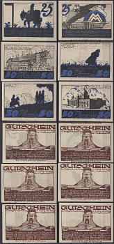 Лейпциг полный набор из 6 нотгельдов (25 и 50 пфеннигов) 1921 Grabowski 784.2 бумага UNC (пресс) 7556-1-1-1