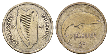 Ирландия 2 шиллинга (флорин) 1931 лосось KM 7 серебро 5010-1425