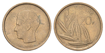 Бельгия 20 франков 1980 Belgie, Бодуэн I (1951-1993) KM 160 никель латунь 4704-1233