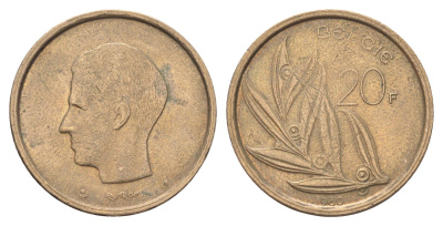 Бельгия 20 франков 1980 Belgie, Бодуэн I (1951-1993) KM 160 никель латунь 4704-1233