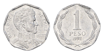 Чили 1 песо 1992 KM 231 алюминий UNC 4689-153
