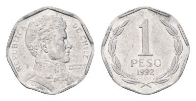 Чили 1 песо 1992 KM 231 алюминий UNC 4689-153