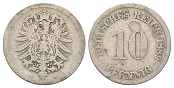Германия 10 пфеннигов 1889 D KM 4, J. 4 медно-никель 4701-1063