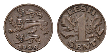 Эстония 1 сент 1929 год-тип KM 10 бронза 29-1133